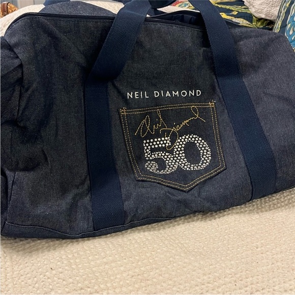 New, Neil Diamond Duffle Bag Denim Signed Anniversary Celebration Lightweight - Picture 2 of 9